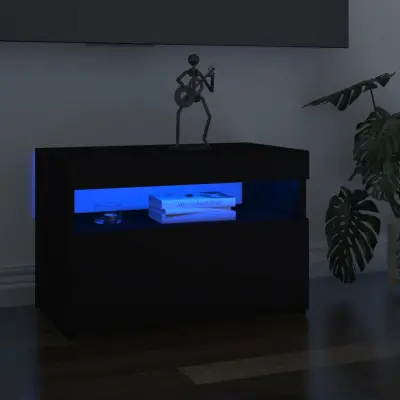 The Living Store TV omarica z LED lučkami črna 60x35x40 cm - TV Omarica