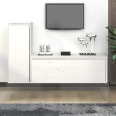 The Living Store TV omarica 2 kosa bela trdna borovina - TV Omarica