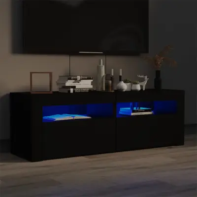 The Living Store TV omarica z LED lučkami črna 120x35x40 cm - TV Omarica