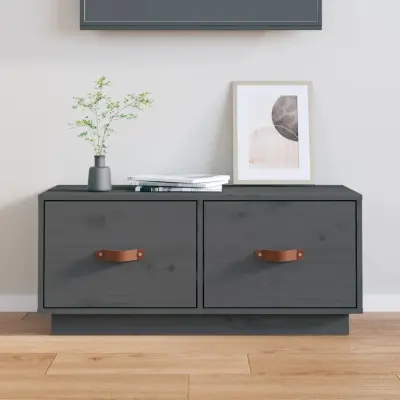 The Living Store TV omarica siva 80x34x35 cm trdna borovina - TV Omarica