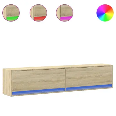 vidaXL Stenska TV omarica z LED lučkami sonoma hrast 180x31x38 cm