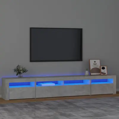 The Living Store TV omarica z LED lučkami betonsko siva 240x35x40 cm - TV Omarica
