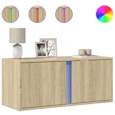vidaXL Stenska TV omarica z LED lučkami sonoma hrast 80x31x35 cm
