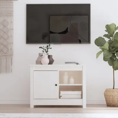 The Living Store TV omarica bela 70x36,5x52 cm trdna borovina - TV Omarica