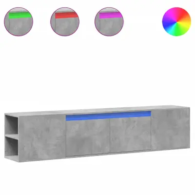 vidaXL Stenska TV omarica z LED lučkami betonsko siva 180x31x39,5 cm
