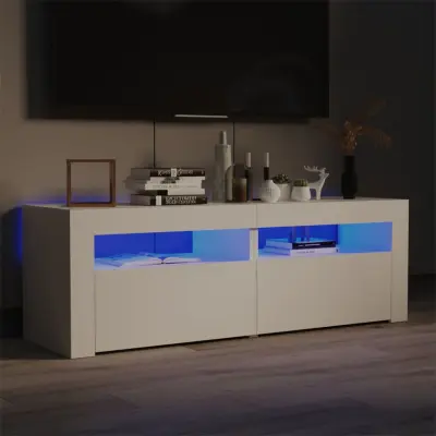 The Living Store TV omarica z LED lučkami bela 120x35x40 cm - TV Omarica