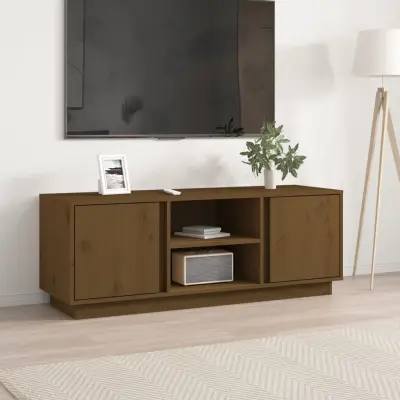 The Living Store TV omarica medeno rjava 110x35x40,5 cm trdna borovina - TV Omarica