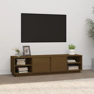 The Living Store TV omarica medeno rjava 156x40x40 cm trdna borovina - TV Omarica