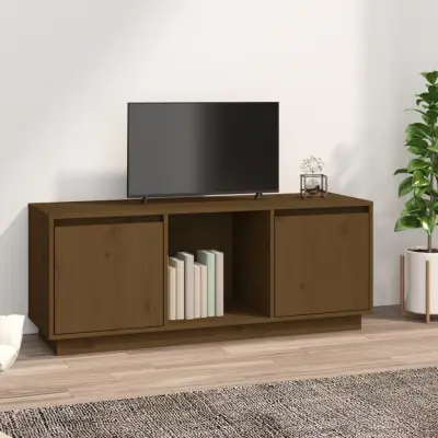 The Living Store TV omarica medeno rjava 110,5x35x44 cm trdna borovina - TV Omarica