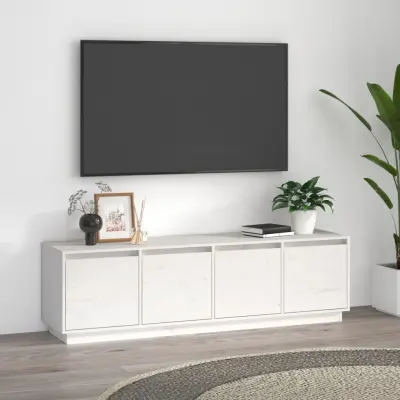 The Living Store TV omarica bela 156x37x45 cm trdna borovina - TV Omarica