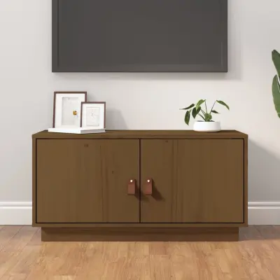 The Living Store TV omarica medeno rjava 80x34x40 cm trdna borovina - TV Omarica
