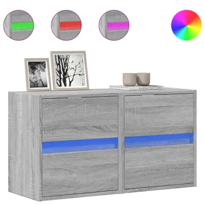 vidaXL Stenske TV omarice z LED 2 kosa siva sonoma 41x31x45 cm