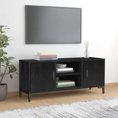 The Living Store TV omarica črna 110x35x48 cm trdna borovina - TV Omarica
