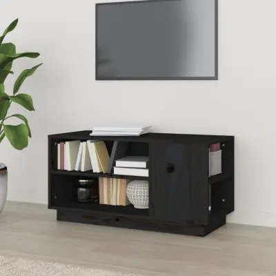 The Living Store TV omarica črna 80x35x40,5 cm trdna borovina - TV Omarica