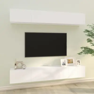 The Living Store Stenske TV omarice 4 kosi bele 100x30x30 cm - Stenska TV Omarica