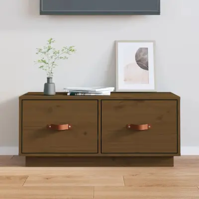 The Living Store TV omarica medeno rjava 80x34x35 cm trdna borovina - TV Omarica