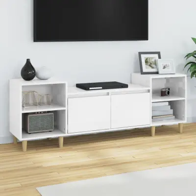 The Living Store TV omarica visok sijaj bela 160x35x55 cm inženirski les - TV Omarica