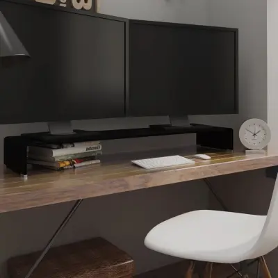 The Living Store Stojalo za TV / ekran stekleno črno 120x30x13 cm - TV Stojalo