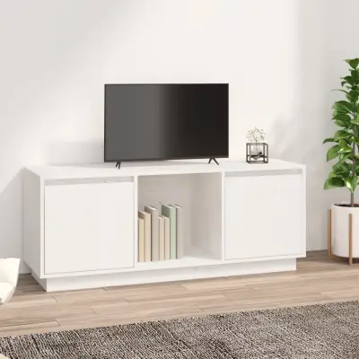 The Living Store TV omarica bela 110,5x35x44 cm trdna borovina - TV Omarica