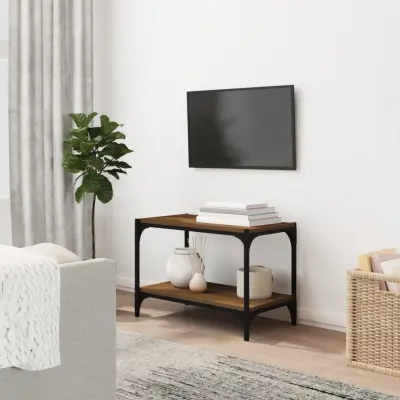 The Living Store TV omarica rjav hrast 60x33x41 cm inženirski les in jeklo - TV Omarica