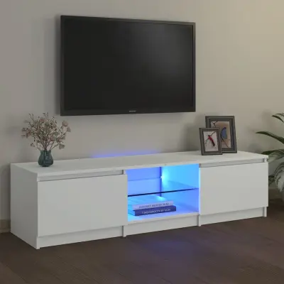 The Living Store TV omarica z LED lučkami bela 140x40x35,5 cm - TV Omarica