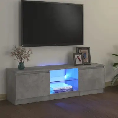 The Living Store TV omarica z LED lučkami betonsko siva 120x30x35,5 cm - TV Omarica