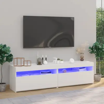 The Living Store TV omarica 2 kosa z LED lučkami bela 75x35x40 cm - TV Omarica