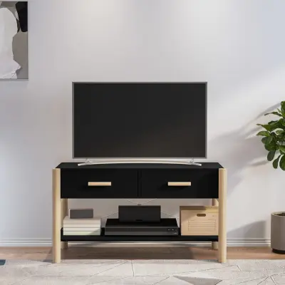 The Living Store TV omarica črna 82x38x45 cm inženirski les - TV Omarica