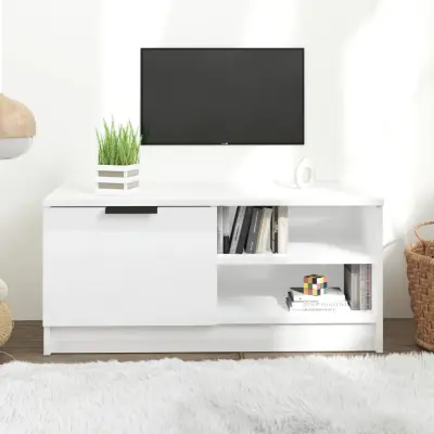 The Living Store TV omarica visok sijaj bela 80x35x36,5 cm konstruiran les - TV Omarica