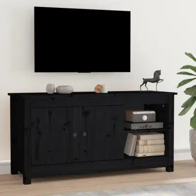 The Living Store TV omarica črna 103x36,5x52 cm trdna borovina - TV Omarica