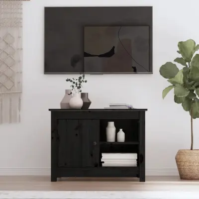 The Living Store TV omarica črna 70x36,5x52 cm trdna borovina - TV Omarica