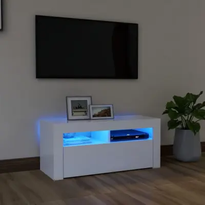 The Living Store TV omarica z LED lučkami bela 90x35x40 cm - TV Omarica