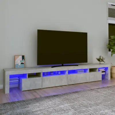 The Living Store TV omarica z LED lučkami betonsko siva 260x36,5x40 cm - TV Omarica
