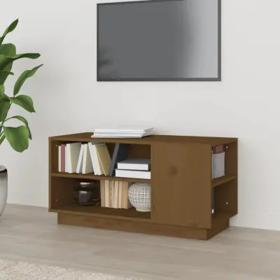 The Living Store TV omarica medeno rjava 80x35x40,5 cm trdna borovina - TV Omarica