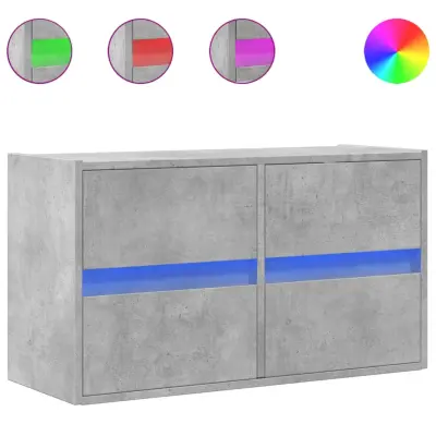 vidaXL Stenska TV omarica z LED lučkami betonsko siva 80x31x45 cm