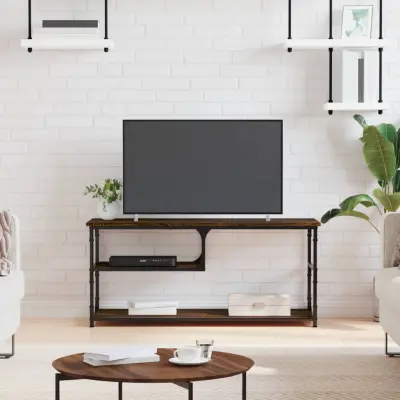 The Living Store TV omarica rjav hrast 103x38x46,5 cm inženirski les in jeklo - TV Omarica
