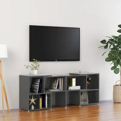 The Living Store TV omarica visok sijaj siva 104x30x52 cm iverna plošča - TV Omarica
