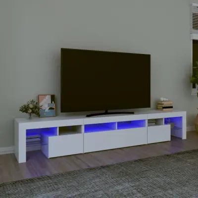 The Living Store TV omarica z LED lučkami bela 230x36,5x40 cm - TV Omarica