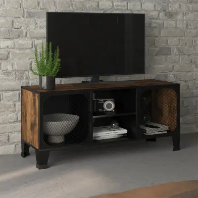 The Living Store TV omarica rustikalno rjava 105x36x47 cm kovina in MDF - TV Omarica