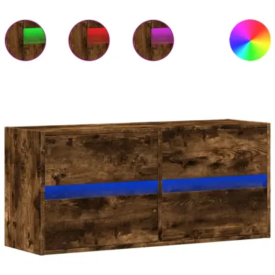 vidaXL Stenska TV omarica z LED lučkami dimljeni hrast 100x31x45 cm