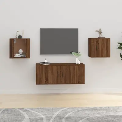 The Living Store Stenska TV omarica 2 kosa rjav hrast 40x34,5x40 cm - Stenska TV Omarica