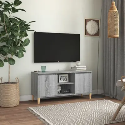 The Living Store TV omarica s trdnimi lesenimi nogami siva sonoma 103,5x35x50 cm - TV Omarica