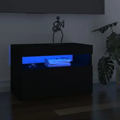The Living Store TV omarica z LED lučkami 2 kosa črna 60x35x40 cm - TV Omarica