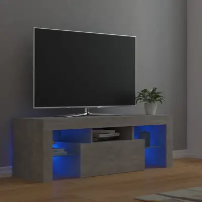 The Living Store TV omarica z LED lučkami betonsko siva 120x35x40 cm - TV Omarica