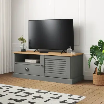 The Living Store TV omarica VIGO siva 106x40x40 cm trdna borovina - TV Omarica