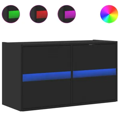 vidaXL Stenska TV omarica z LED lučkami črna 80x31x45 cm