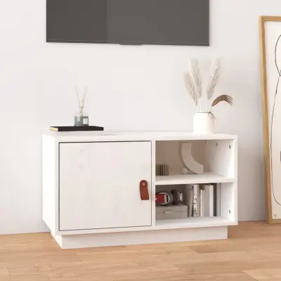 The Living Store TV omarica bela 70x34x40 cm trdna borovina - TV Omarica