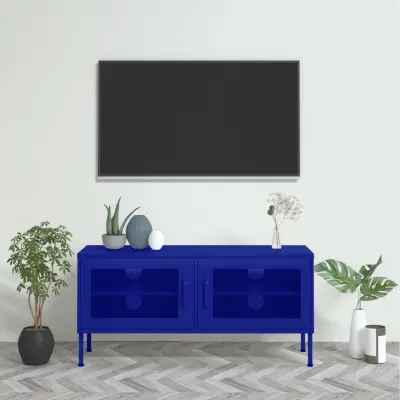 The Living Store TV omarica mornarsko modra 105x35x50 cm jeklo - TV Omarica