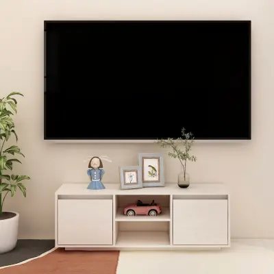 The Living Store TV omarica bela 110x30x40 cm trdna borovina - TV Omarica