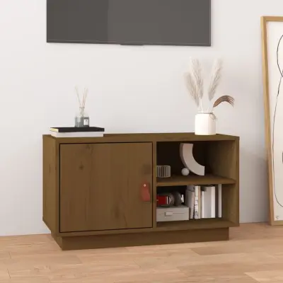 The Living Store TV omarica medeno rjava 70x34x40 cm trdna borovina - TV Omarica